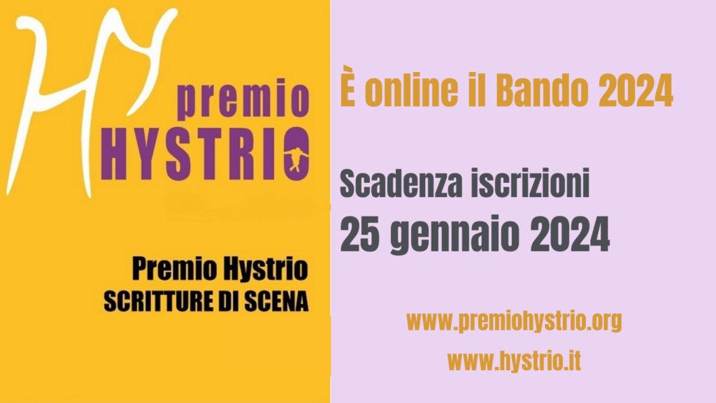 BANDO PREMIO HYSTRIO SCRITTURE DI SCENA 2024